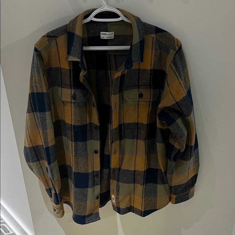 FRANK AND OAK Plaid Flannel Shirt in Yellow and Blue